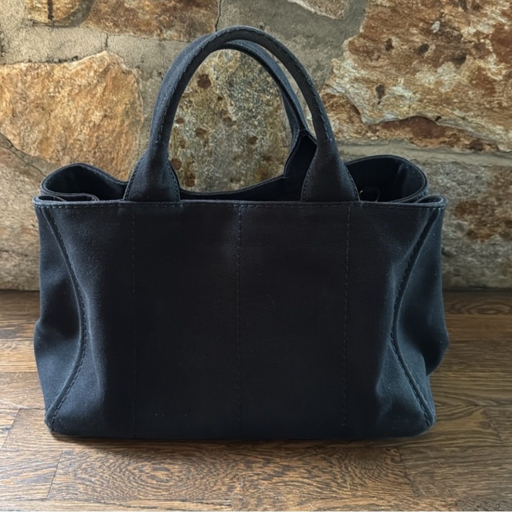Prada Black Canapa Tote Bag - Picture 2 of 8